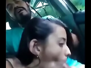 Indian cute Desi girlfriend outstanding blowjob give runway and just about the Motor vehicle